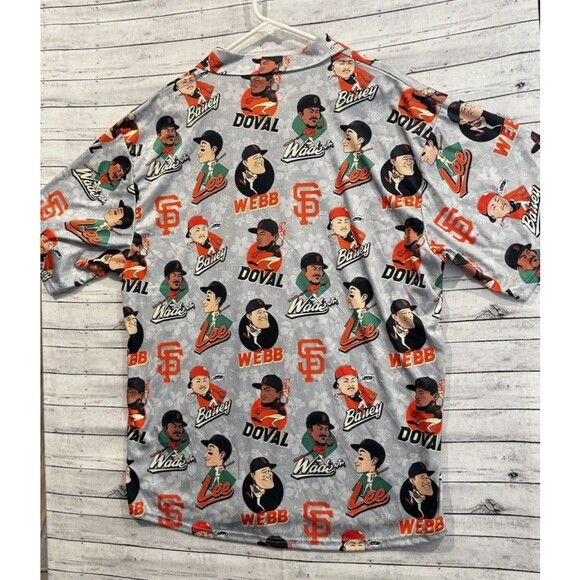 San Francisco Giants Mens Bobblehead Floral Hawaiian Shirt Sz XL Gray Big Head - Picture 14 of 15